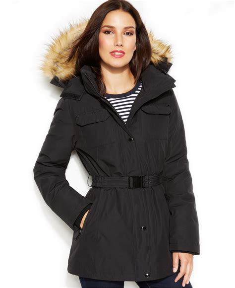 michael michael kors faux fur trim hooded bomber coat|Faux Fur Bomber Jacket .